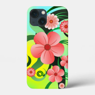 Etui iPhone 13 Mini Jolie décoration tropicale Hibiscus rose