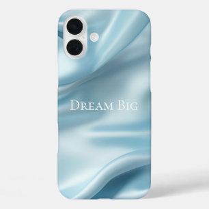 Coques iPhone 16 Plus Jolie Feminine Bleu Clair Faux Satin
