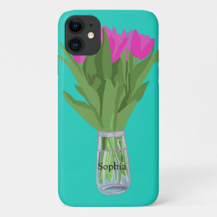 Case-Mate iPhone Case Jolie fleur de tulipe Illustration moderne + Nom