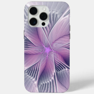 Coque iPhone 15 Pro Max Jolie fleur rose abstraite moderne art fractal