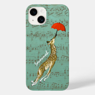 Coques Pour iPhone Jolie Girafe Rouge Parapluie musicale colorée