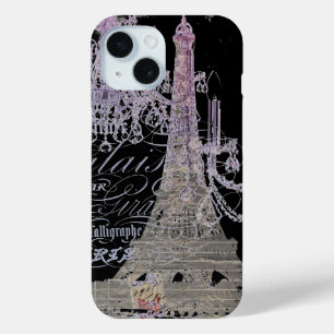 Coque Pour iPhone 15 jolie girly chic j'aime paris eiffel tower