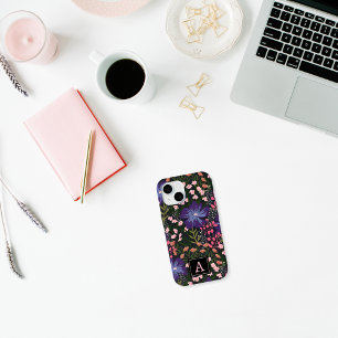 Coque Pour iPhone 15 Jolie initiale monogrammée de fleurs sauvages à l'