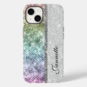 Coque Pour iPhone 14 Jolie Iridescente Argent Faux Parties scintillant