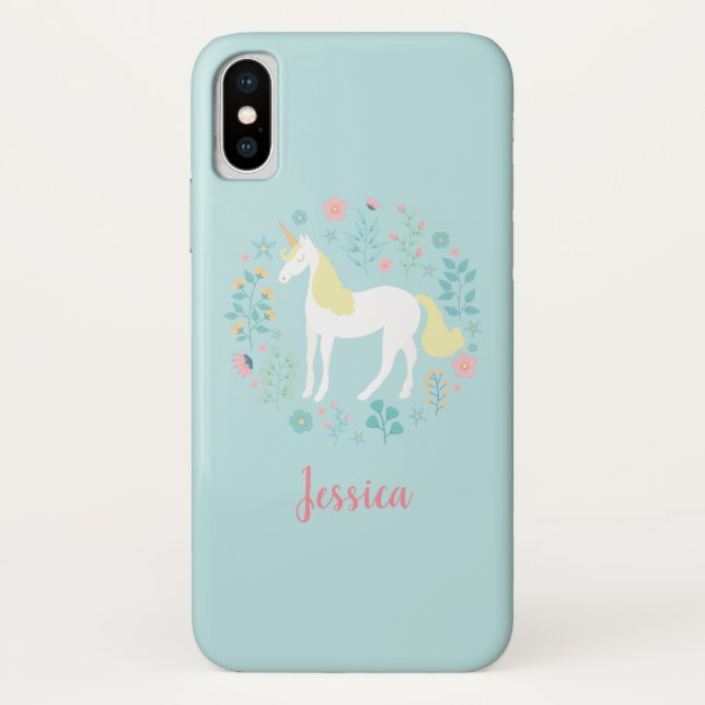 Coques Case-Mate iPhone Jolie licorne & Fleurs Personnalisées (Dos)