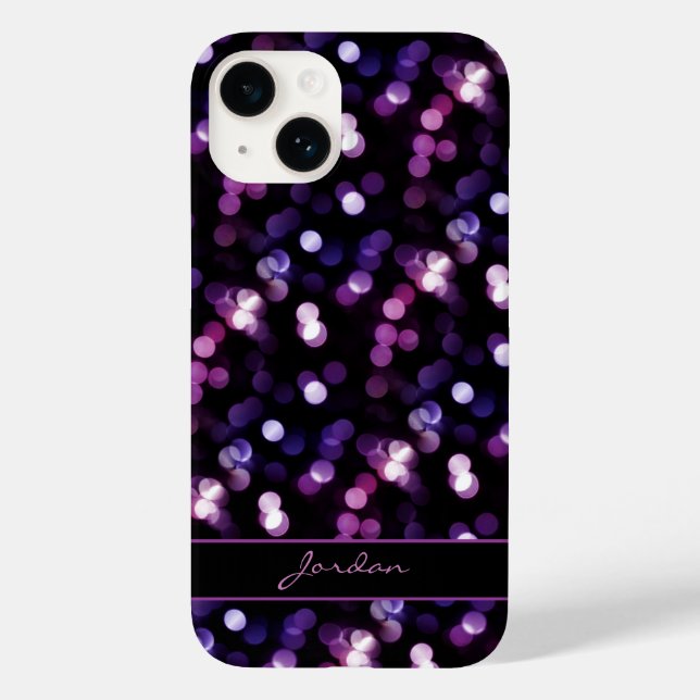 Coques Case-Mate iPhone Jolie lumière violette avec nom (Verso)