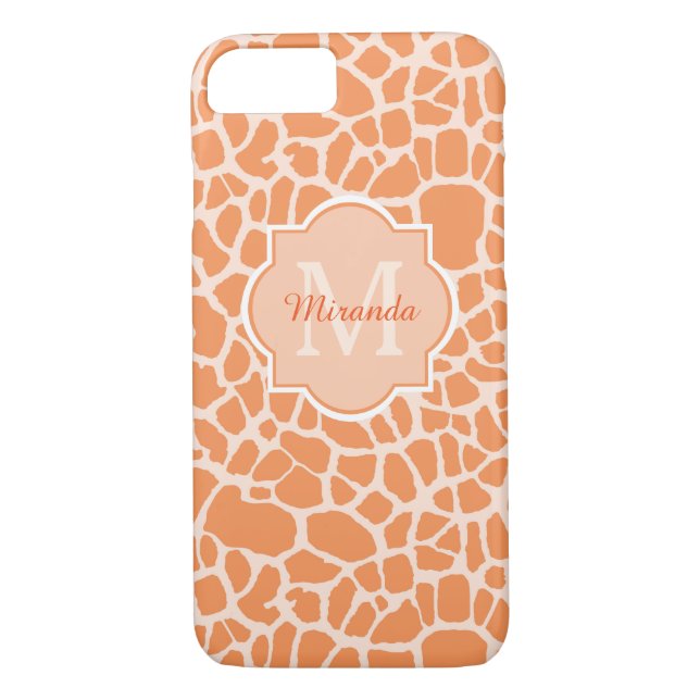 Coques Case-Mate iPhone Jolie Orange Giraffe Imprimer Monogramme et nom (Dos)