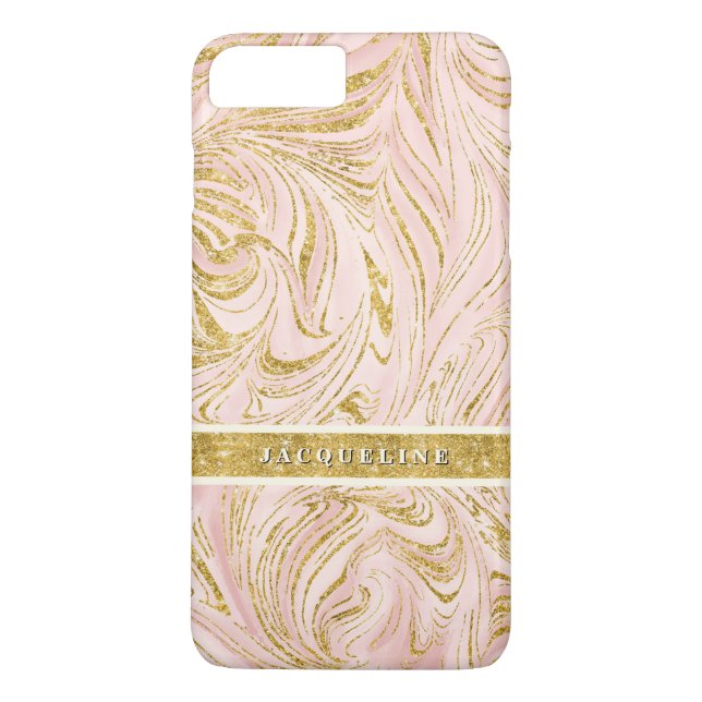 Coques Case-Mate iPhone Jolie Parties scintillant d'or rose  marbré Motif  (Dos)