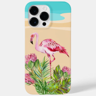 Coque Pour Pour iPhone 14 Pro Max jolie plage rose flamant