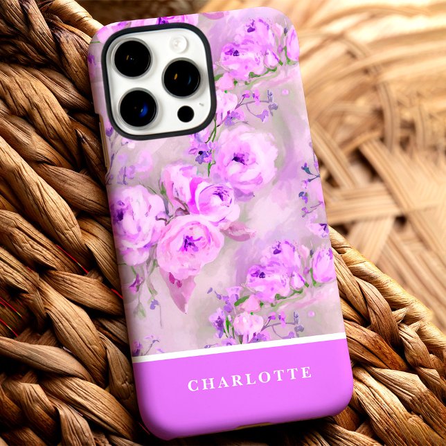 Coques Case-Mate iPhone Jolie rose Roses Nom personnalisé Floral (Créateur téléchargé)