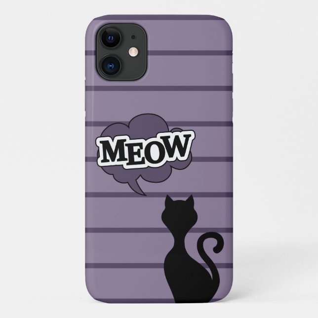 Coques Case-Mate iPhone Jolie silhouette de chat noir dit miow (Dos)