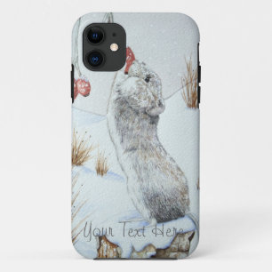 Coque Case-Mate Pour iPhone jolie souris de champ neige d'hiver