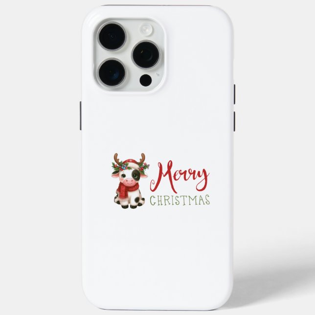 Coques Case-Mate iPhone Jolie vache de Noël mignonne (Verso)