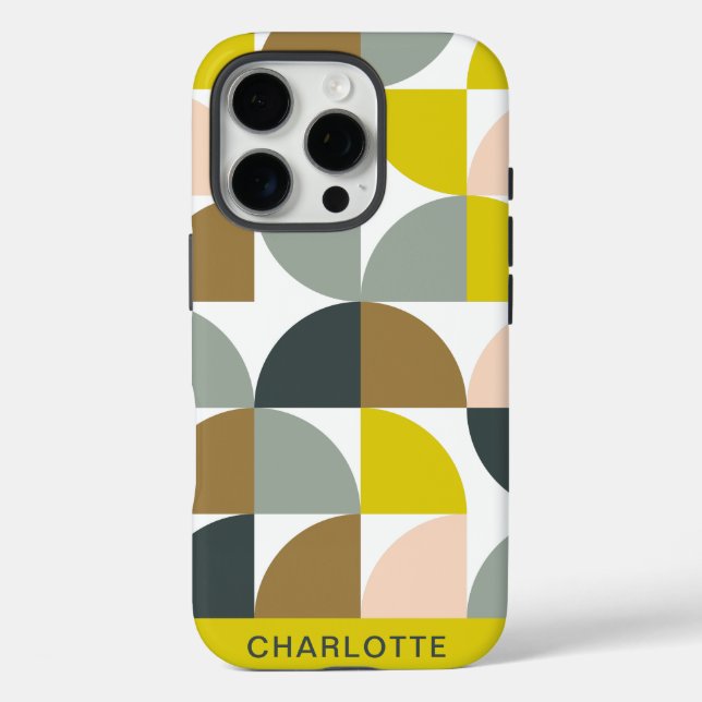 Coques Case-Mate iPhone Jolies formes géométriques rose jaune personnalisé (Verso)