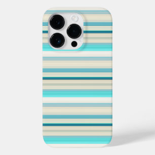 Coque Pour iPhone 14 Pro Jolies rayures aqua blanc