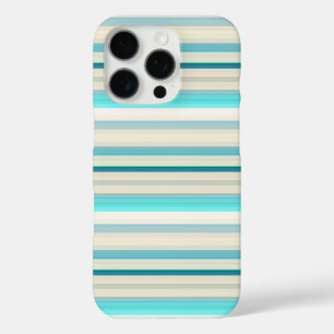 Coques iPhone 16 Pro Jolies rayures aqua blanc