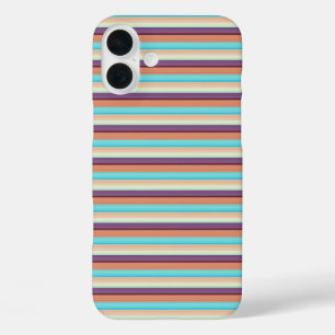 Coques iPhone 16 Plus Jolies rayures bleues marron