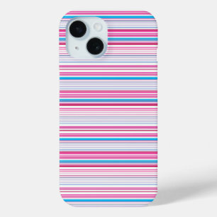 Coque Pour iPhone 15 Jolies rayures bleues roses