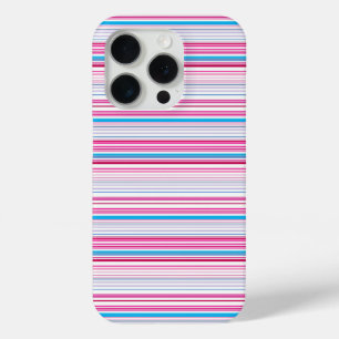 Coque iPhone 15 Pro Jolies rayures bleues roses
