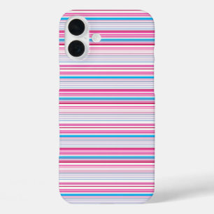 Coques iPhone 16 Plus Jolies rayures bleues roses