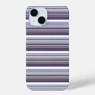 Coque Pour iPhone 15 Jolies rayures grises bleues modernes