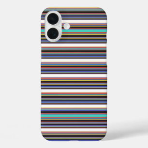 Coques iPhone 16 Plus Jolies rayures noir bleu