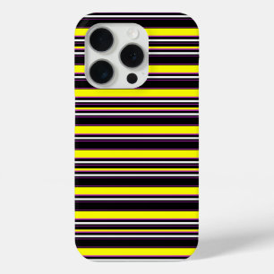 Coque iPhone 15 Pro Jolies rayures noires jaunes