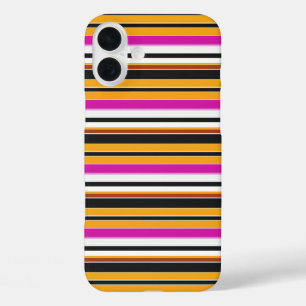 Coques iPhone 16 Plus Jolies rayures noires orange