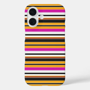 Coques iPhone 16 Jolies rayures noires orange