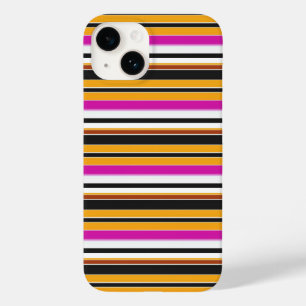 Coque Pour iPhone 14 Jolies rayures noires orange