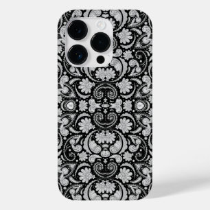 Coque Pour iPhone 14 Pro Jolis motifs cachemire vintage noir et blanc