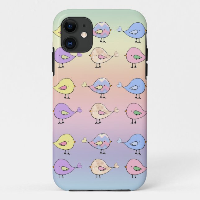 Coques Case-Mate iPhone Jolis Oiseaux Pastel (Dos)
