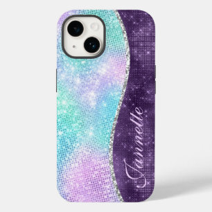 Coque Pour iPhone 14 Jote Iridescente Lavande Faux Parties scintillant