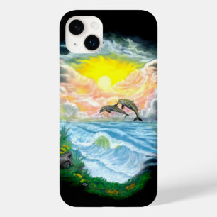 Coque Pour iPhone 14 Plus Jouer aux dauphins sous le soleil