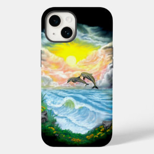 Coque Pour iPhone 14 Jouer aux dauphins sous le soleil