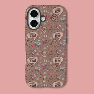 Coques iPhone 16 Jouer café maintenant Mocha Motif