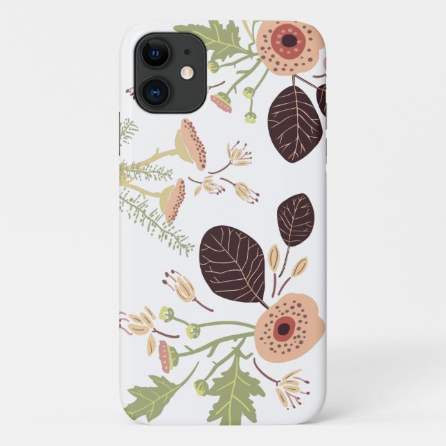Coques Case-Mate iPhone Jouer Peach Green Fleurs Jouées Feuilles (Dos)