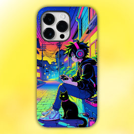 Coque Pour Pour iPhone 14 Pro Max Joueur d'Anime avec chat noir |