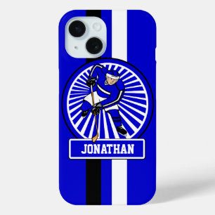 Coque Pour iPhone 15 Joueur de hockey sur glace Bleu