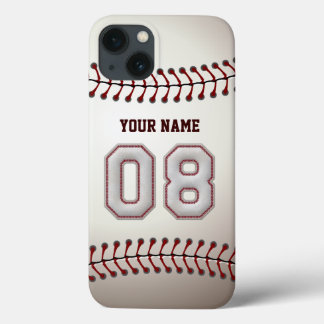iPhone 13 Case Joueur Numéro 08 - Cool Baseball Stitches Look