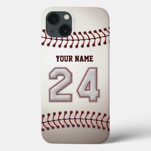 iPhone 13 Coque Joueur Numéro 24 - Cool Baseball Stitches Look