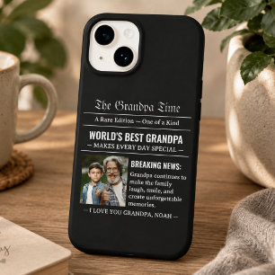 Coque Pour iPhone 14 Journal Meilleur Papi Photo Noir
