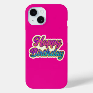 Coque Pour iPhone 15 Joyeuse conception de typographie d'anniversaire e
