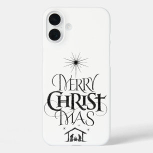 Coques iPhone 16 Plus Joyeux Christ Mas Calligraphie religieuse de Noël