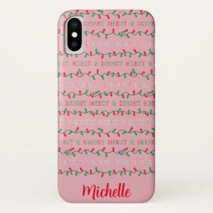 Case-Mate iPhone Case Joyeux et brillants feux de Noël rose