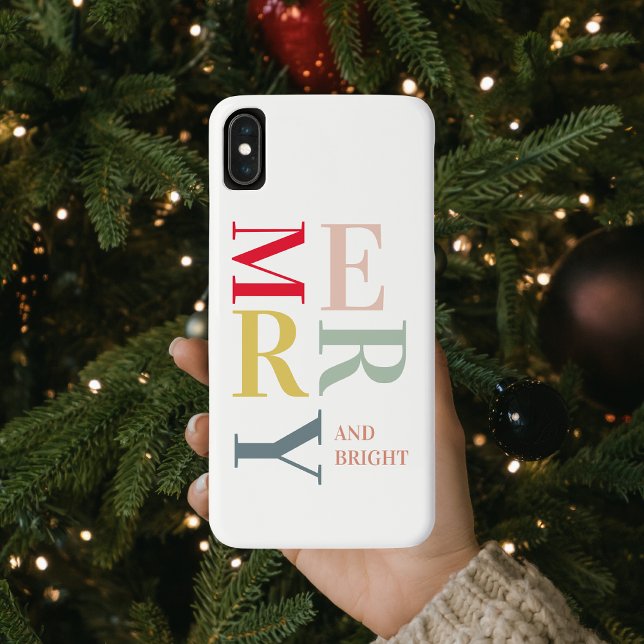 Coques Case-Mate iPhone Joyeux et lumineux coloré moderne | Joyeuses fêtes (Créateur téléchargé)
