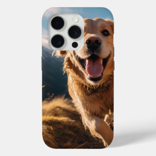 Coque iPhone 15 Pro Joyeux Golden Retriever en cours