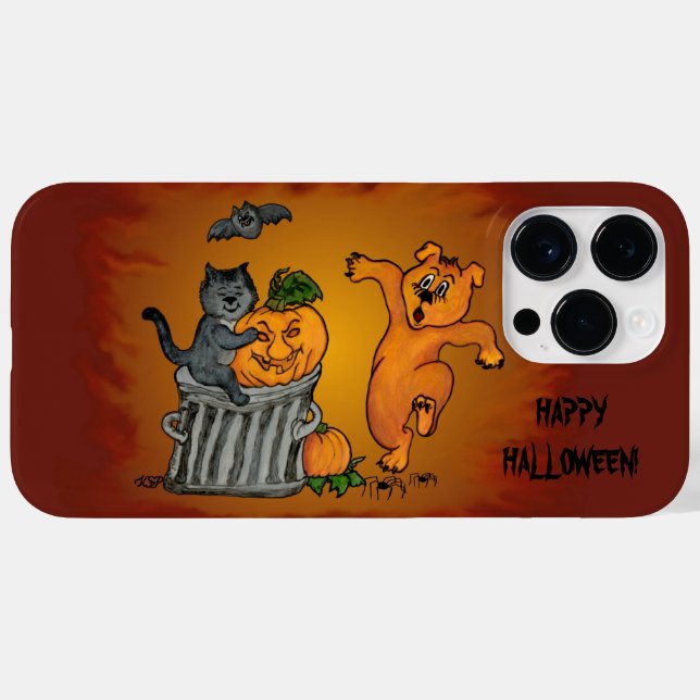 Coques Case-Mate iPhone Joyeux Halloween ! Chien et araignée de chauve-sou (Verso (horizontal))
