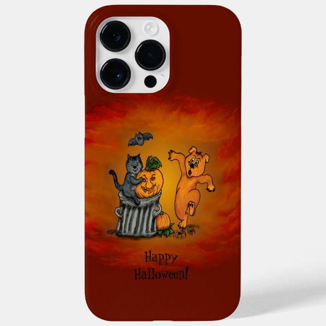 Coques Case-Mate iPhone Joyeux Halloween ! Chien et araignée de chauve-sou (Verso)