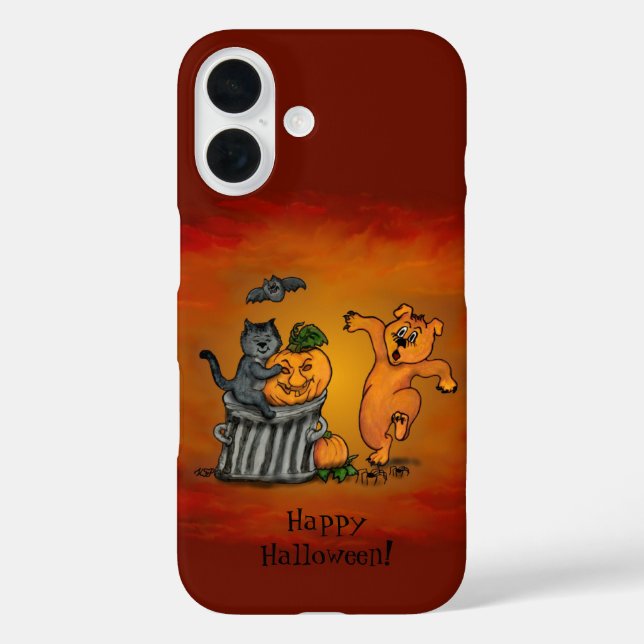 Coques Case-Mate iPhone Joyeux Halloween ! Chien et araignée de chauve-sou (Verso)